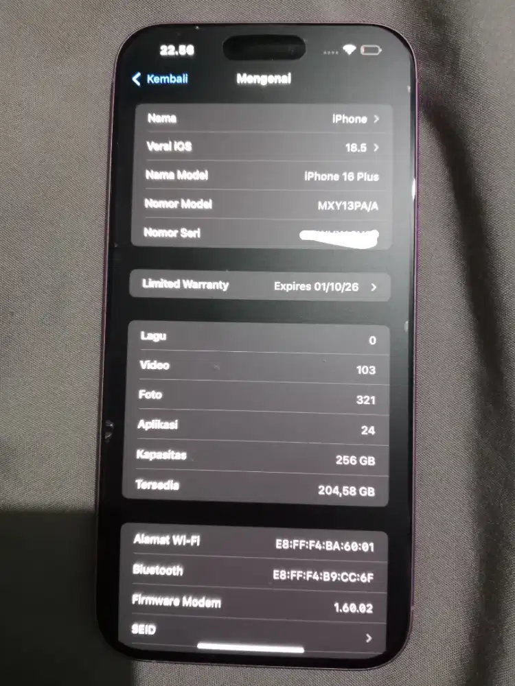Hp iphone 16 plus 256 GB