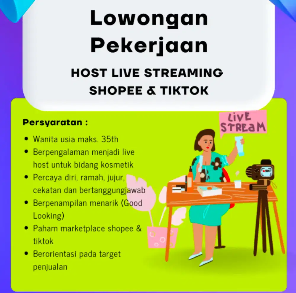 Lowongan kerja Live streaming hijab