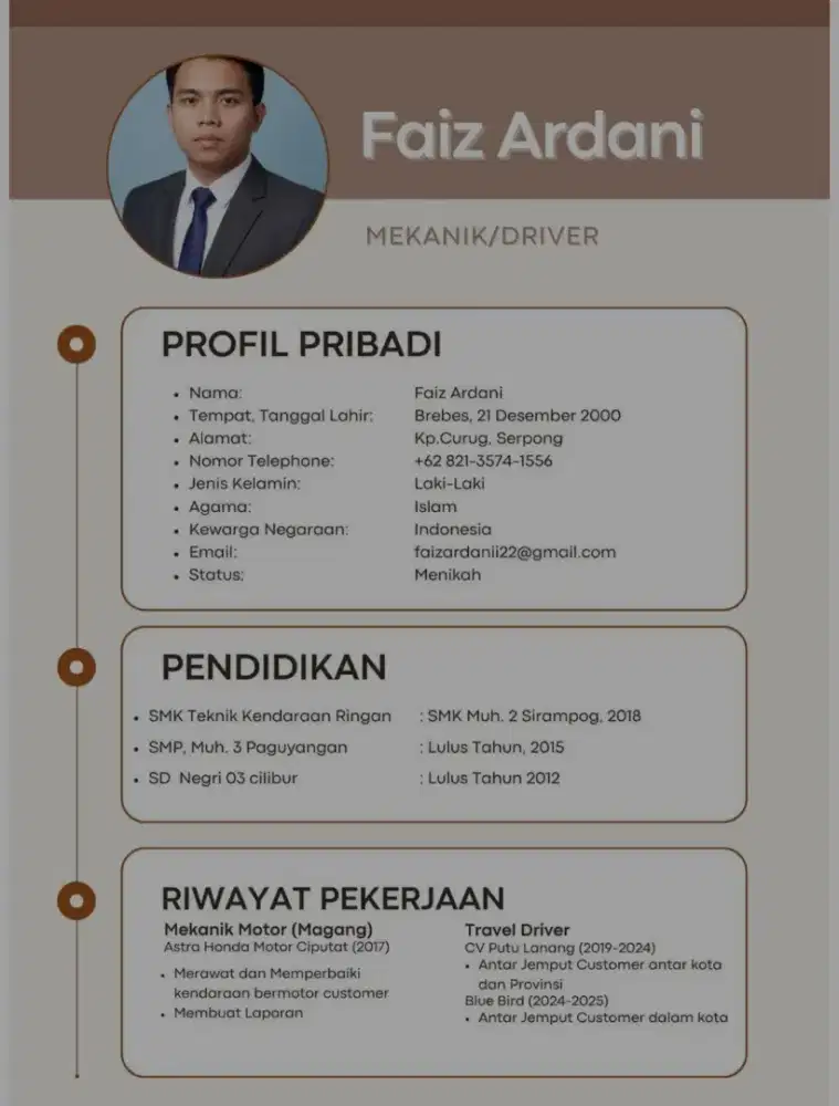 SAYA MENCARI KERJA SOPIR/DRIVER PRIBADI