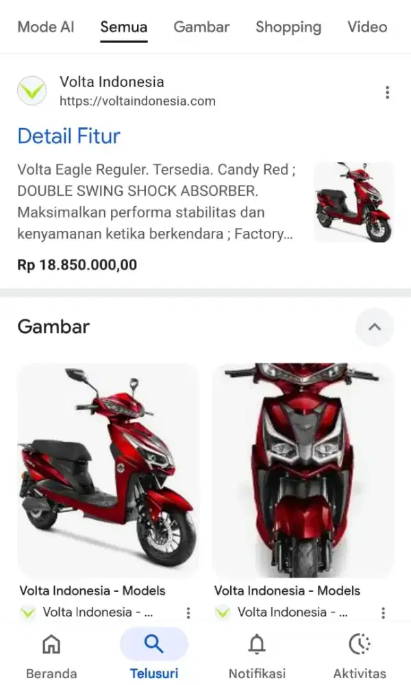 Jual cepat kendara bermotor volta eangle