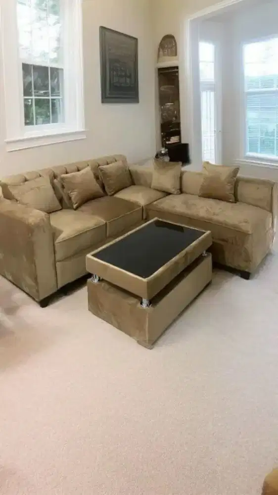 Sofa l kancing murah