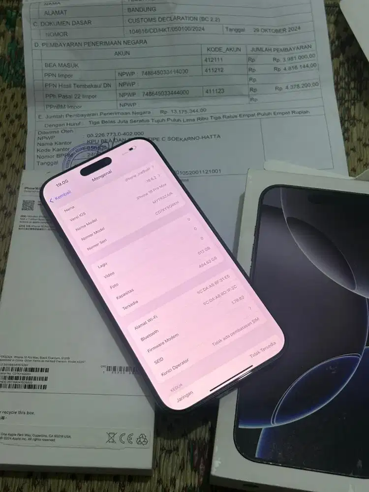 Iphone 16promax 512 zaa dual sim cukai