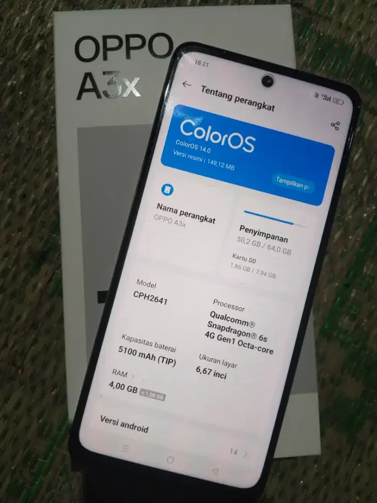 Oppo A3X 4/64 lengkap