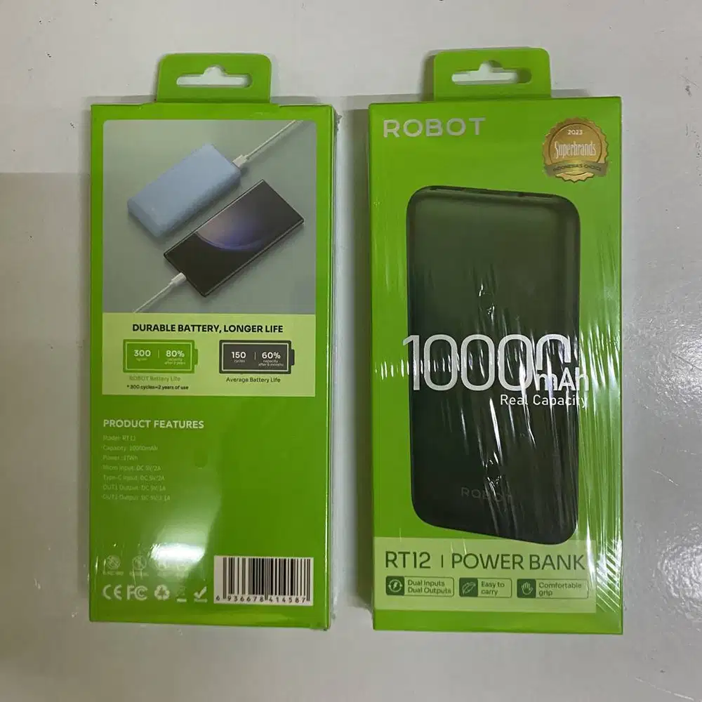 Powerbank Robot RT-12 Kapasitas10.000mah Garansi Resmi