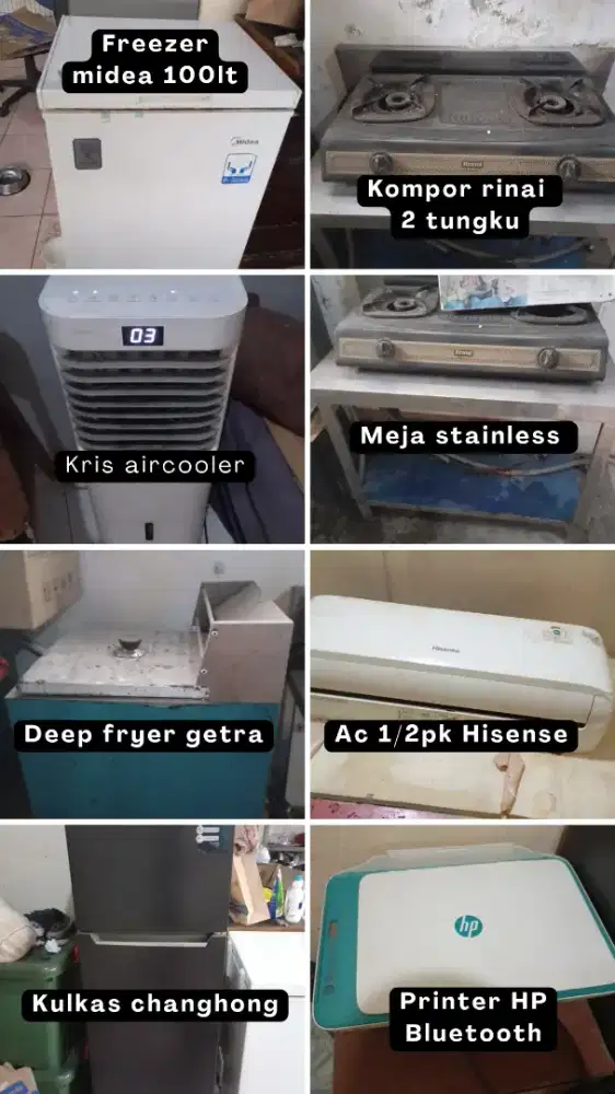 Ac, Kulkas, Air cooler, Kompor, Deep Fryer