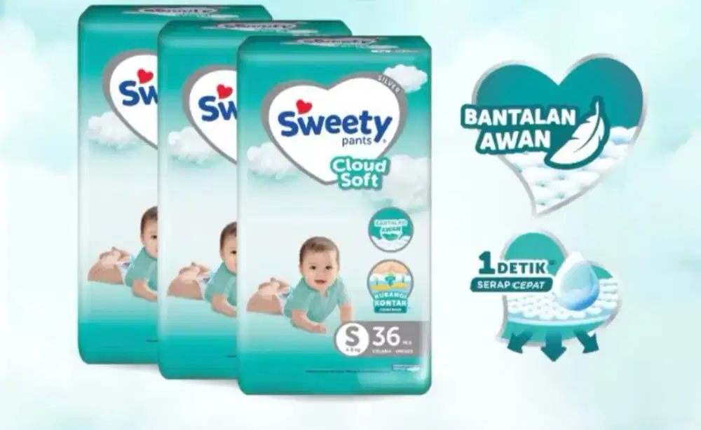 Popok diaper Sweety silver pants ukuran S