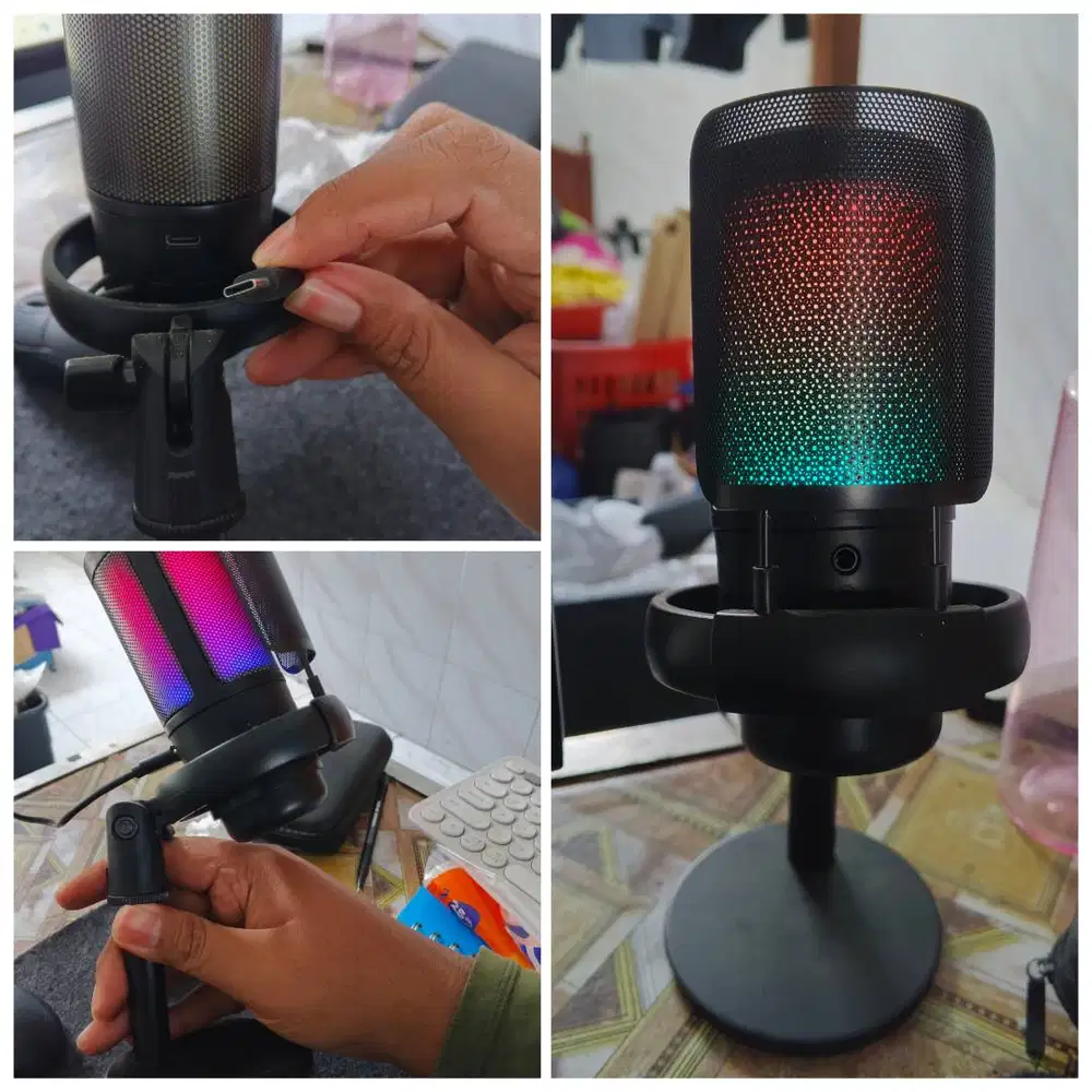 Mic Condenser RGB USB-C dengan Filter