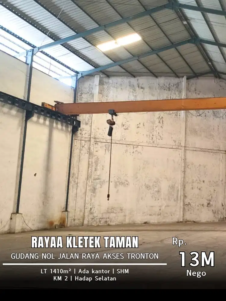 DIJUAL GUDANG SUPER LUAS SIAP PAKAI RAYA KLETEK TAMAN SIDOARJO!