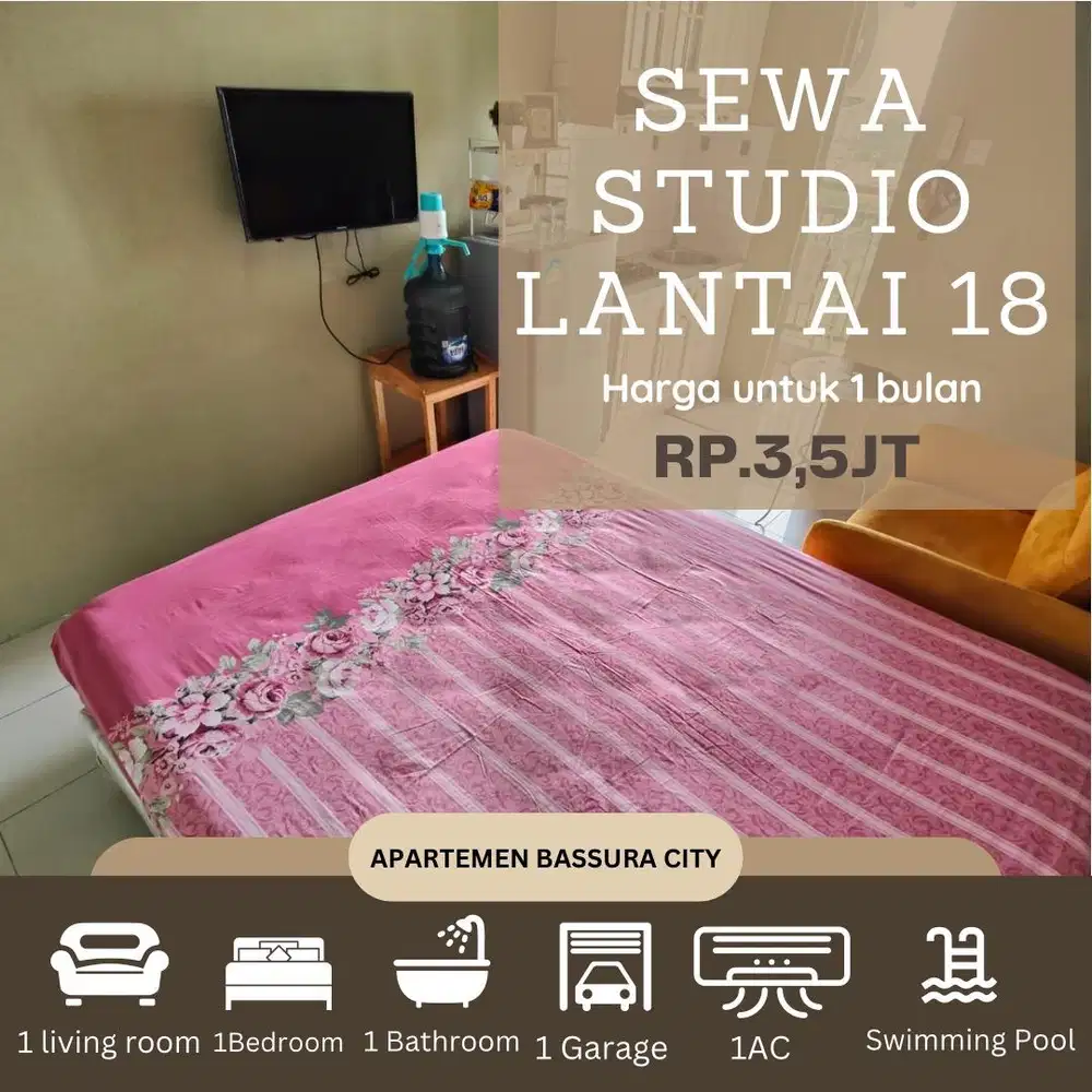 sewa studio full furnish lengkap samping mall apartemen bassura city