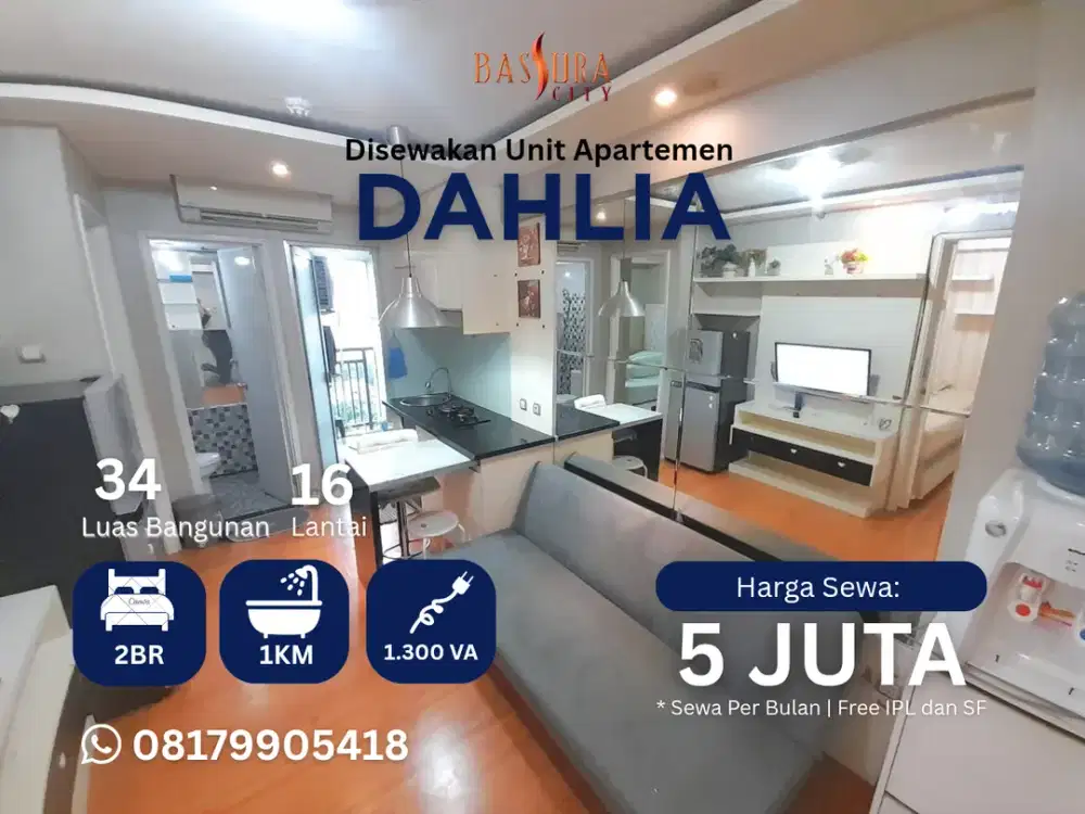 Sewa 2BR Furnished tower Dahlia apartemen Bassura City call Maula