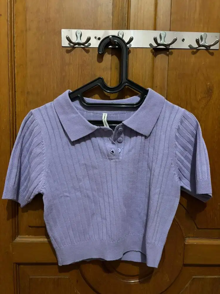 Colorbox Purple Polo Crop Top