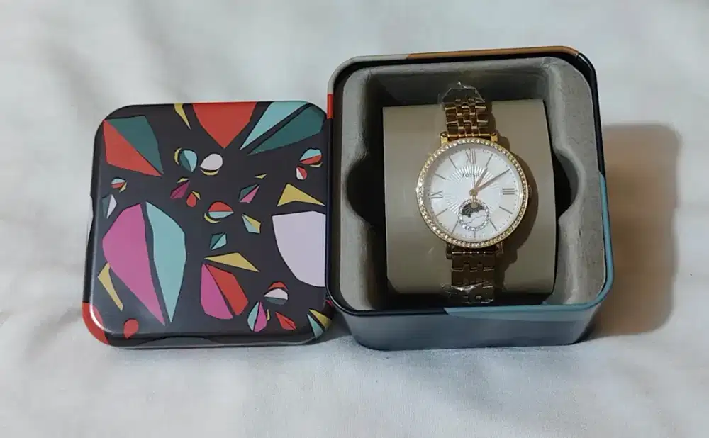 Fossil Jacqueline ES5167 Sun Moon Mother Of Pearl Dial Gold Stainless