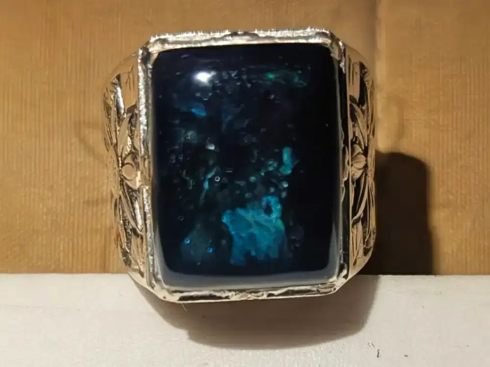 Batu kalimaya Black opal ring 6