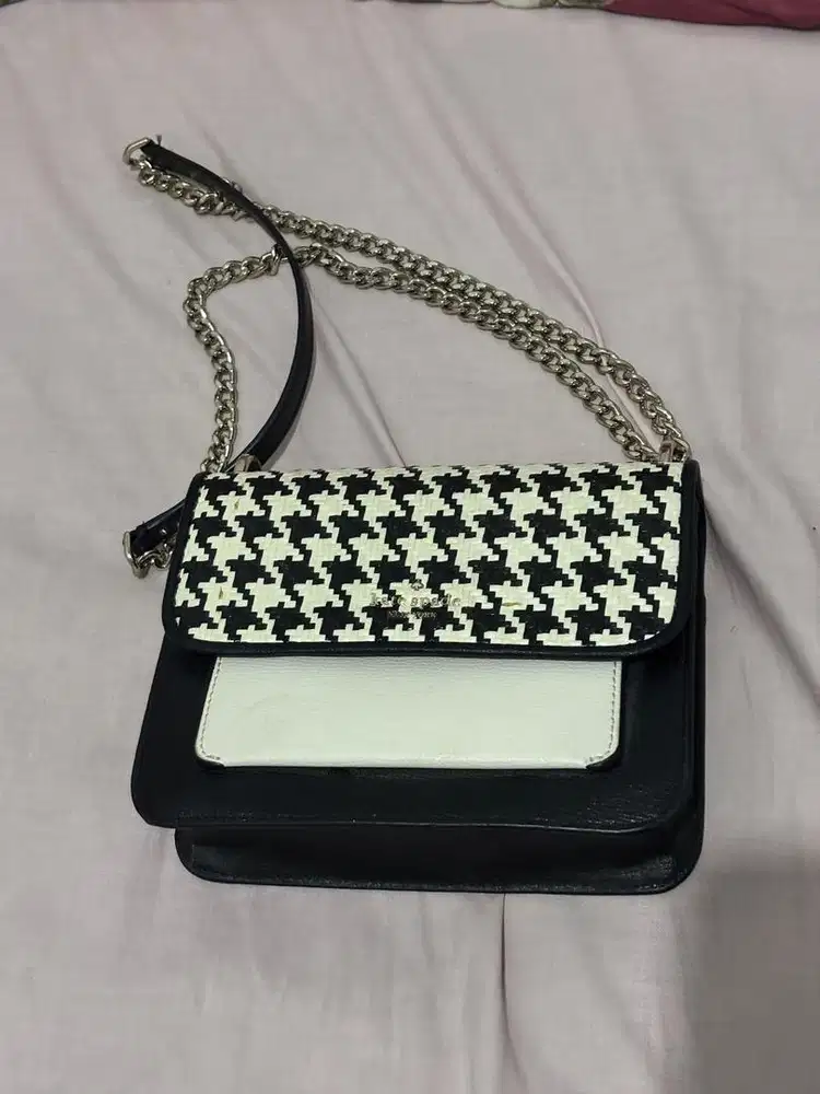 Kate Spade Remi Flap Chain Crossbody bag houndstooth