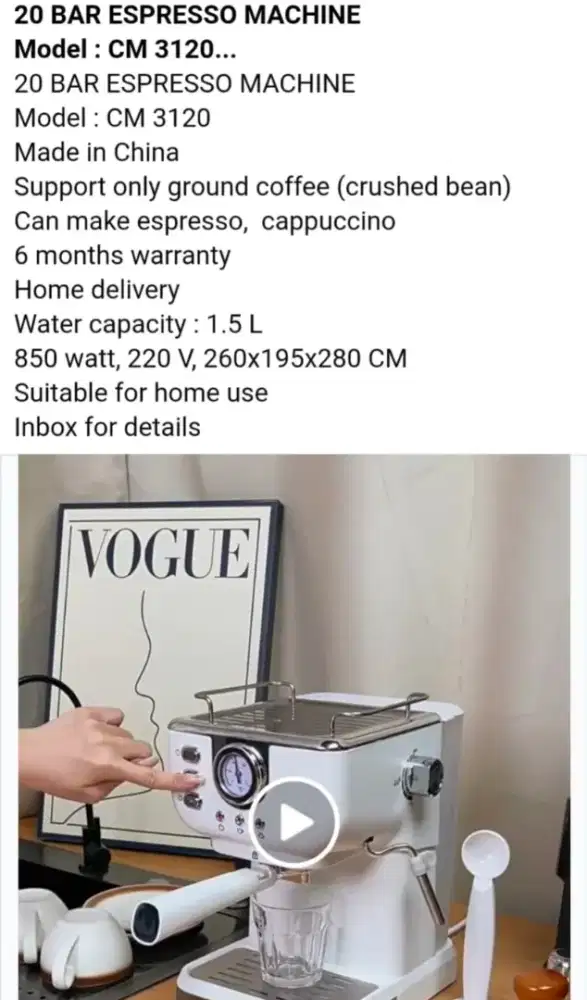 mesin kopi baru blm pernah pakai