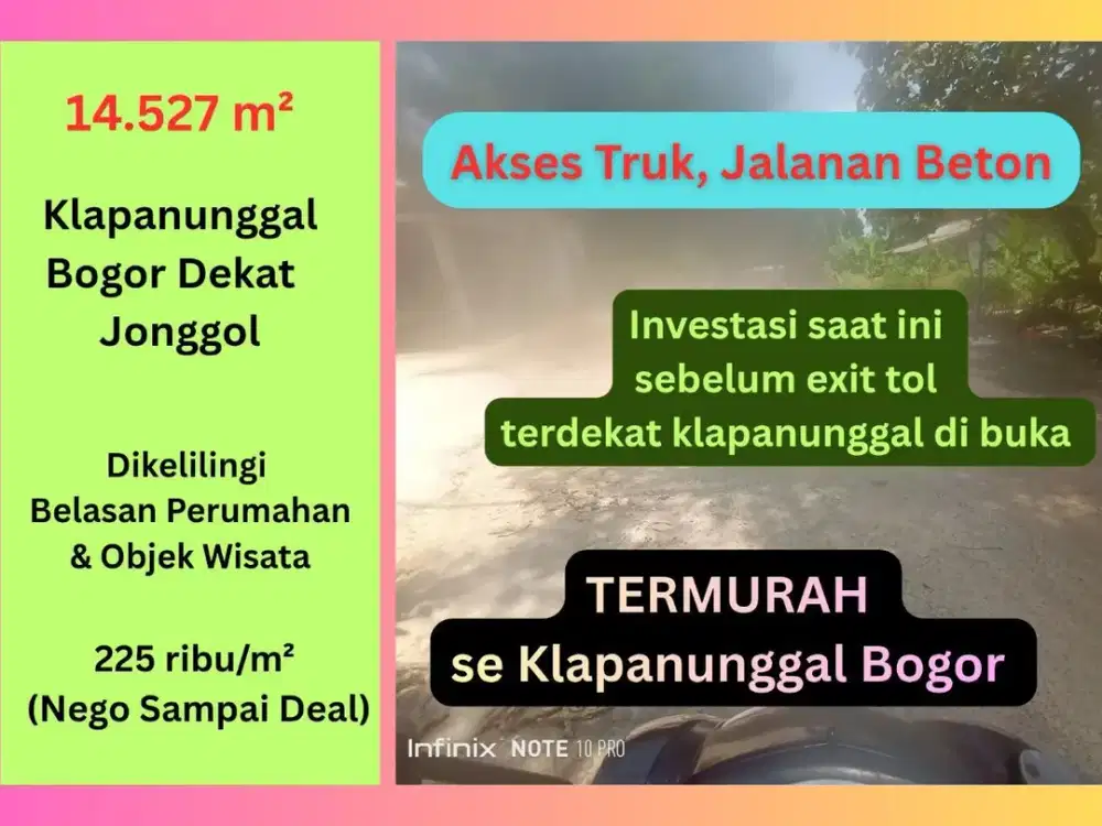 Tanah Murah Dekat Jonggol – Klapanunggal Bogor! Akses Tol Cimanggis–Cibitung, Dekat Citra Indah City & Taman Wisata Mekarsari! Investasi Emas Masa Dep