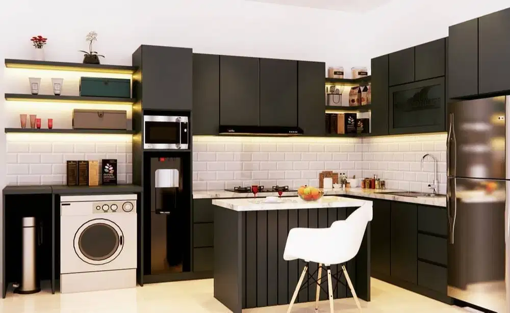 Custom Interior Kitchen Set, Backdrop TV, Lemari, Wardrobe, Kitchenset
