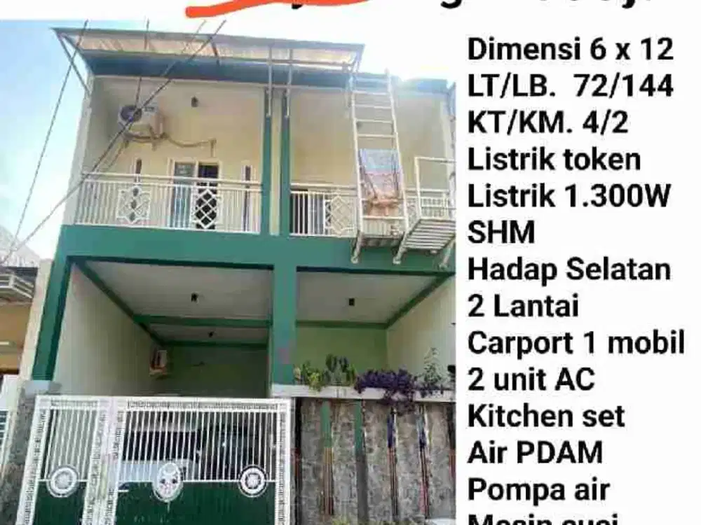 Rumah Dijual Sambikerep Surabaya Barat Dekat Citraland Dan Grand Pakuwon 2 Lantai Full Dengan Furnished.