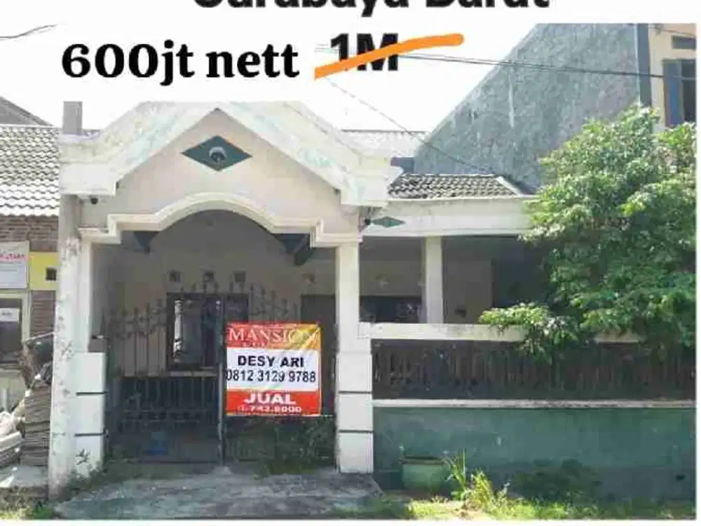 Rumah Dijual Sambikerep Surabaya Barat di Main Road Perumahan Row 12m Dekat Citraland