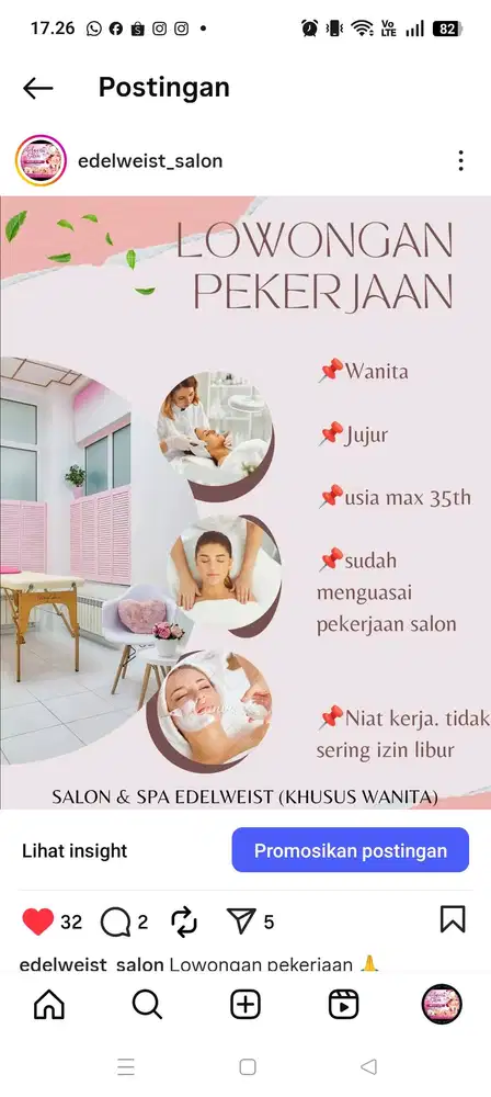 Lowongan salon kecantikan