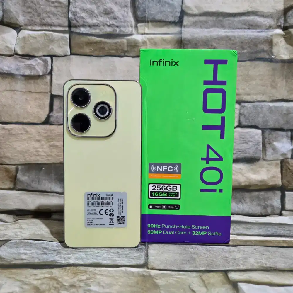 Infinix Hot 40i 4G 8/256 Gold Fulset segel mulus 98%