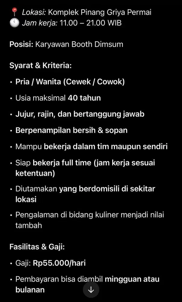 Dicari kariawan stand