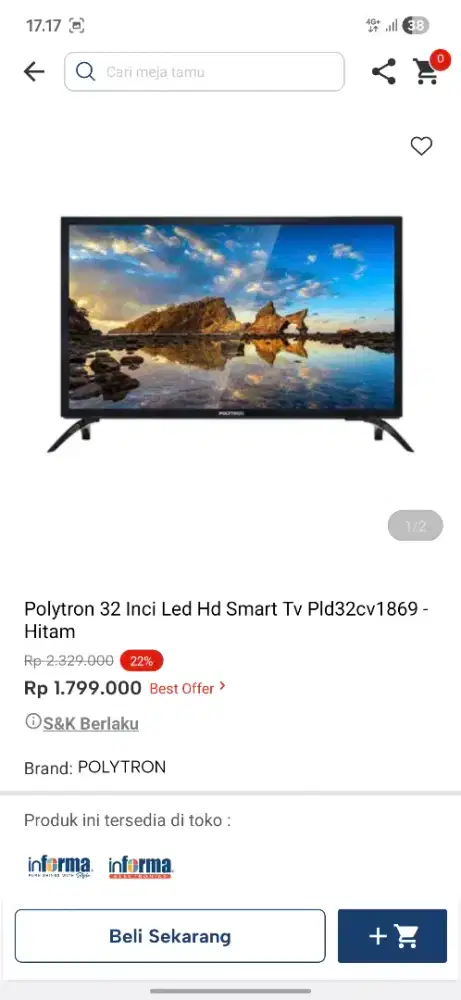 Ready stok tv 32 inc polytron murah