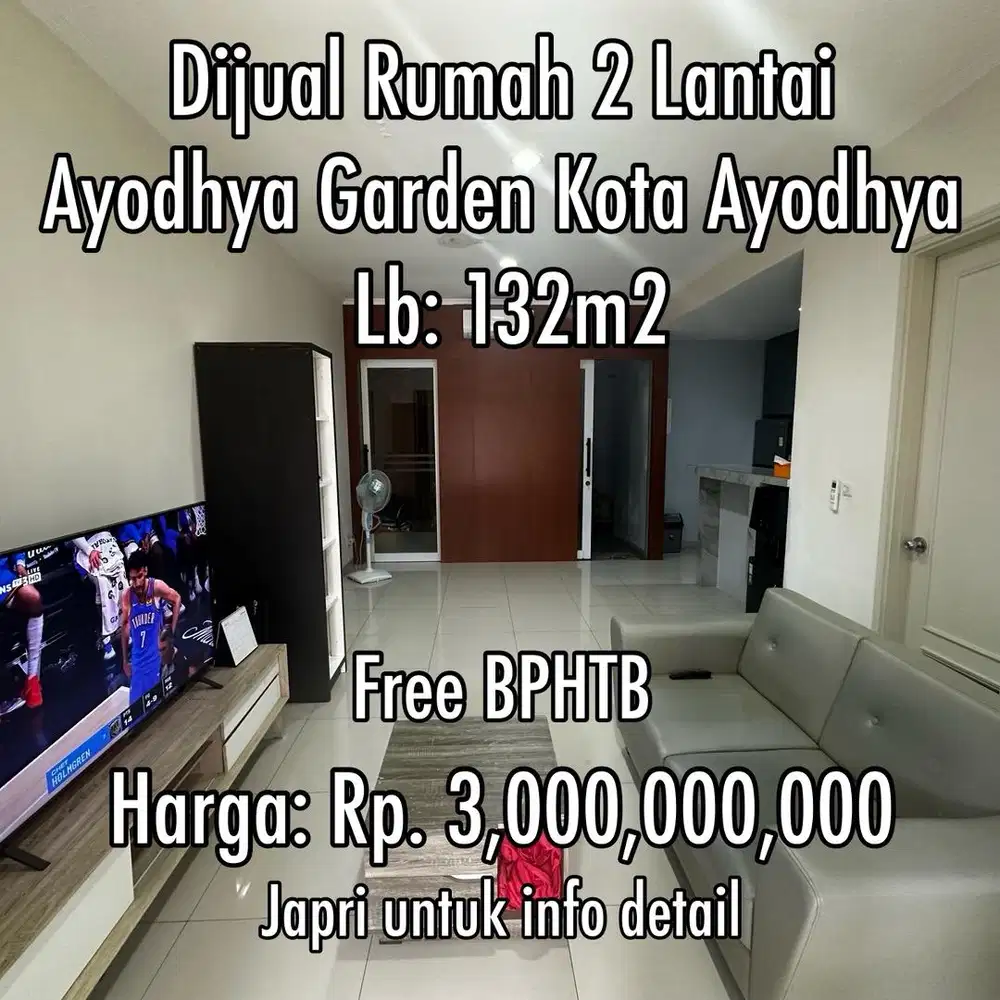 Rumah 2 Lantai di Kota Ayodhya 132m2 | Free BPHTB
