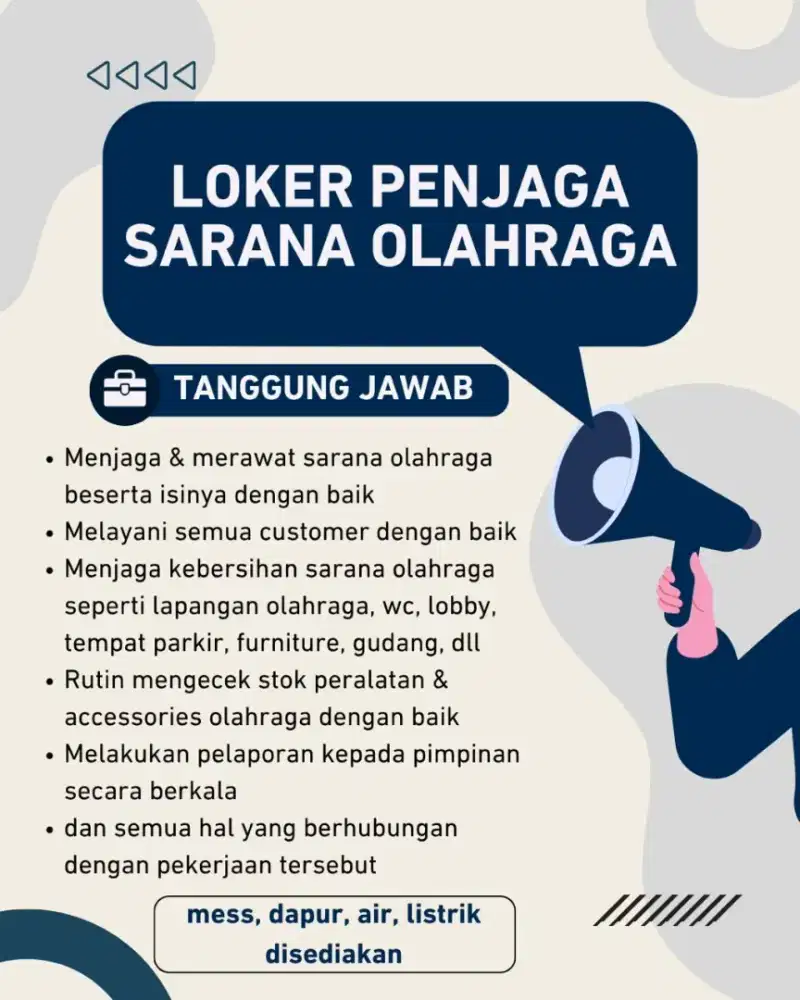 Loker Penjaga Sarana Olahraga Pria & Wanita