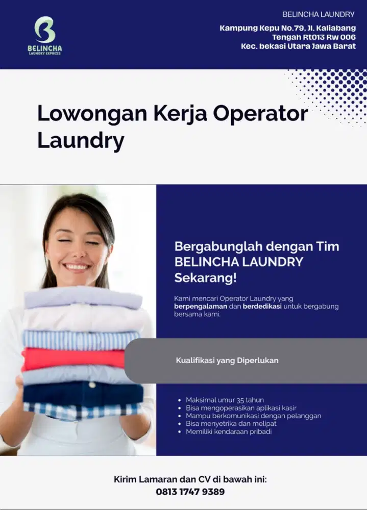 LOWONGAN PEKERJAAN OPERATOR LAUNDRY