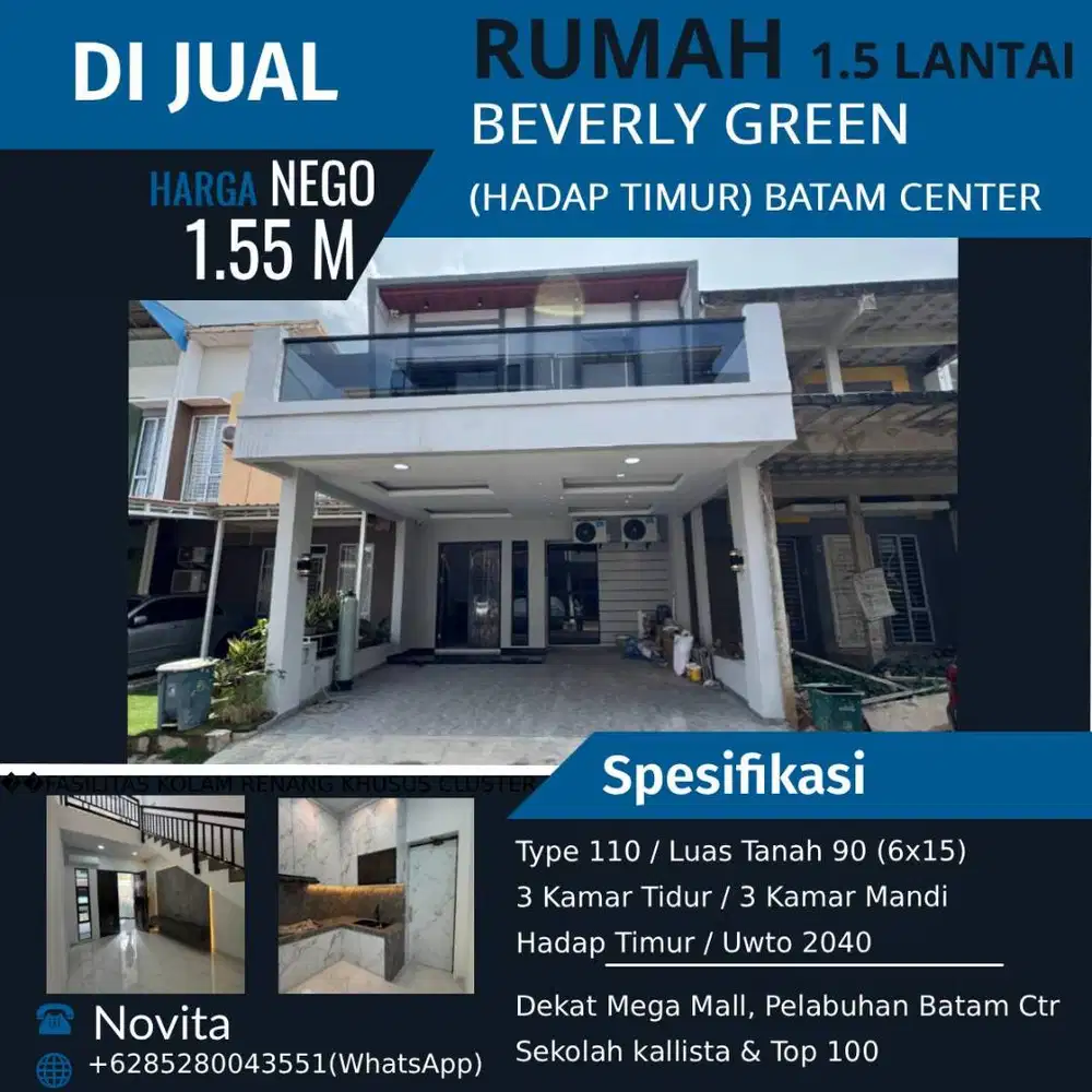 Rumah 1,5 Lantai Siap Huni & Baru Renovasi BEVERLY GREEN Batam Center