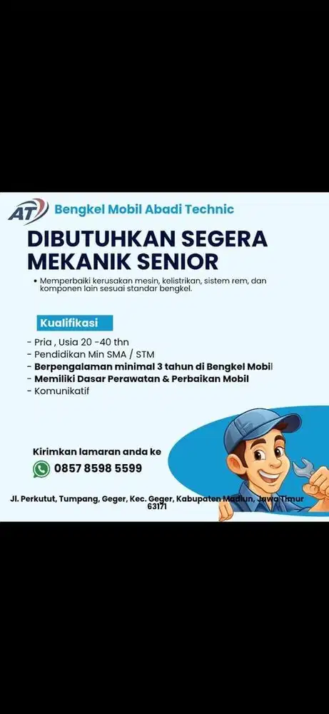 LOWONGAN KERJA MEKANIK