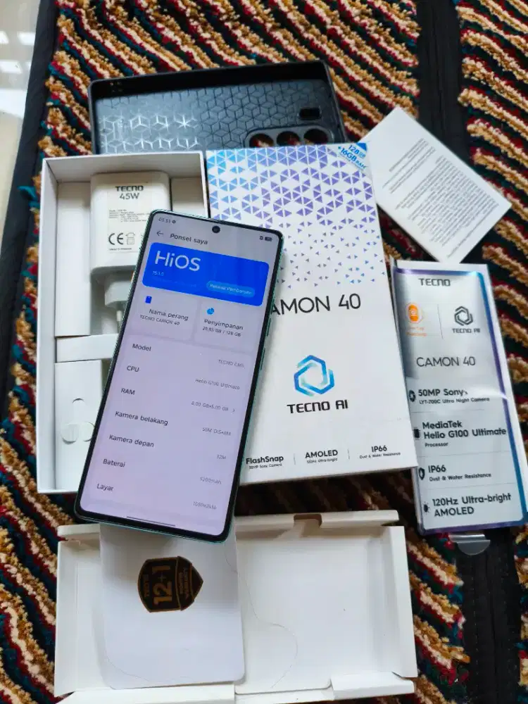 Tecno camon 40 ram 8/128 fullset original