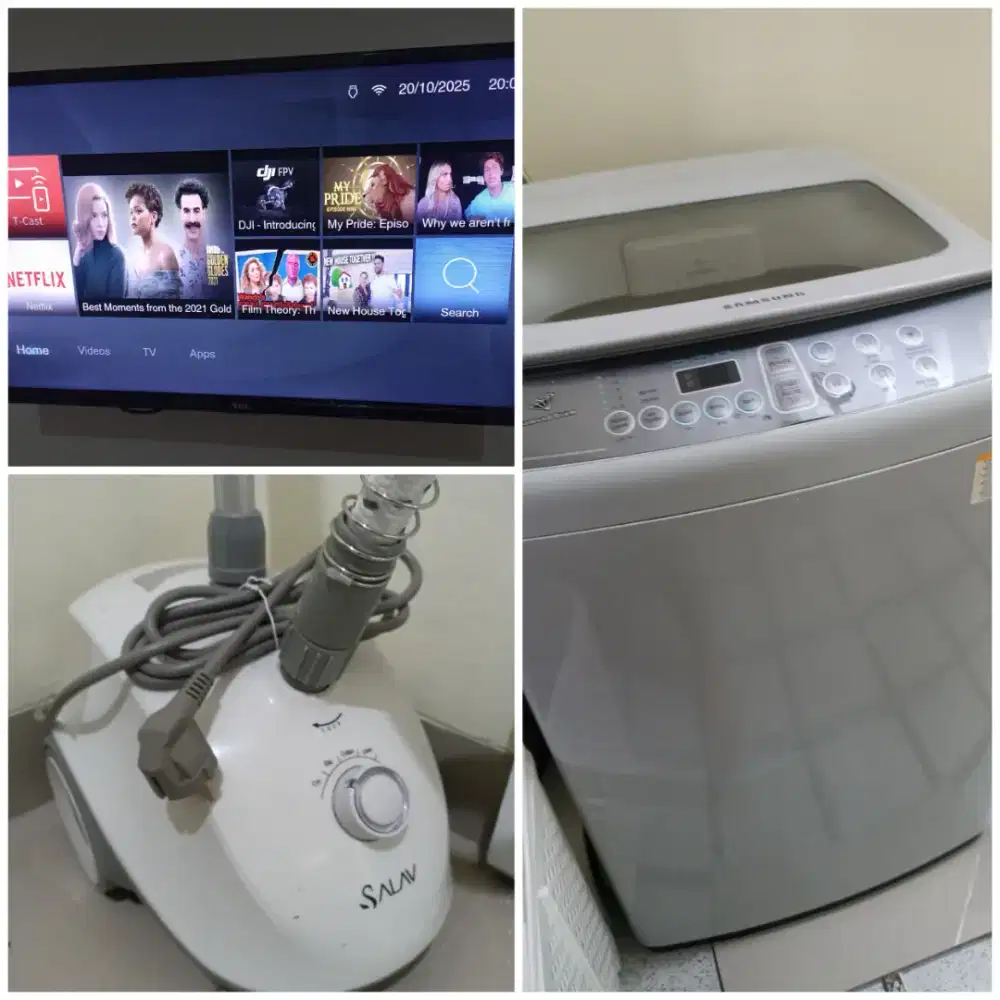 Dijual Mesin cuci samsung, TV TCL 32 inch, Steamer Salav