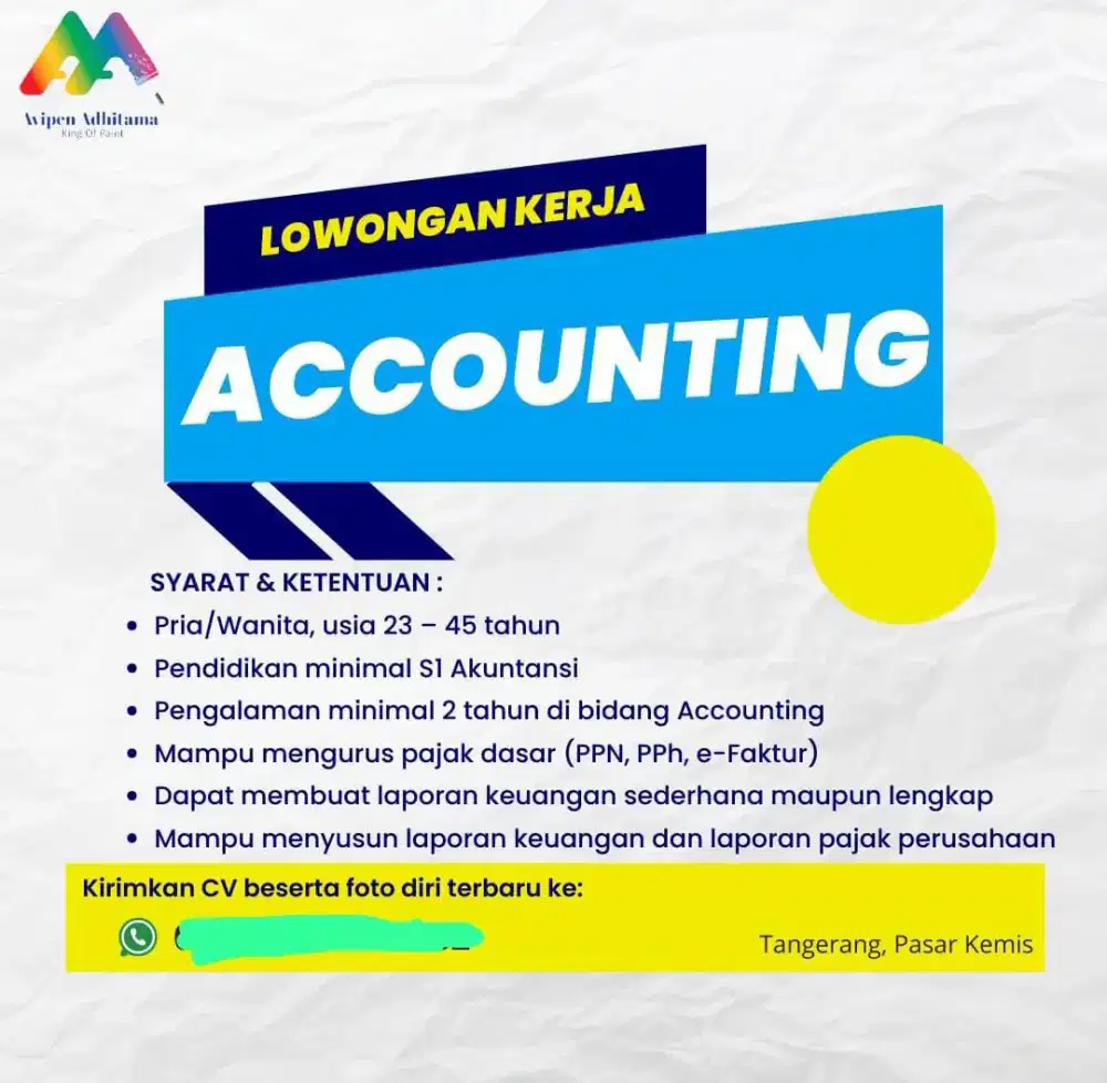 Dicari accounting berpengalaman