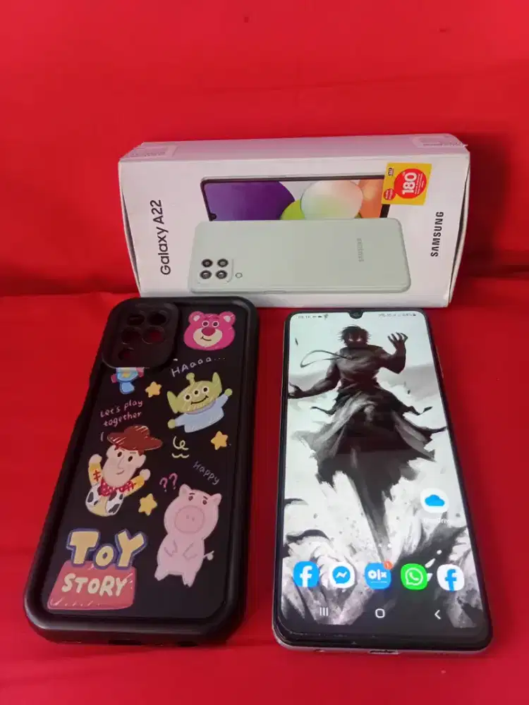 Samsung A22 ram 6gb+4/128gb lengkap segelan bonusan