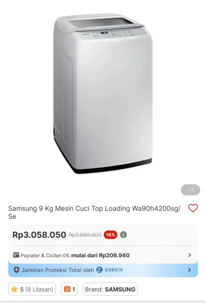 Mesin cuci samsung top load