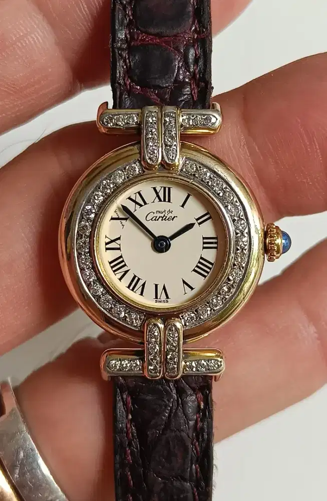 Cartier argent vermeil quartz diamond wanita original bekas