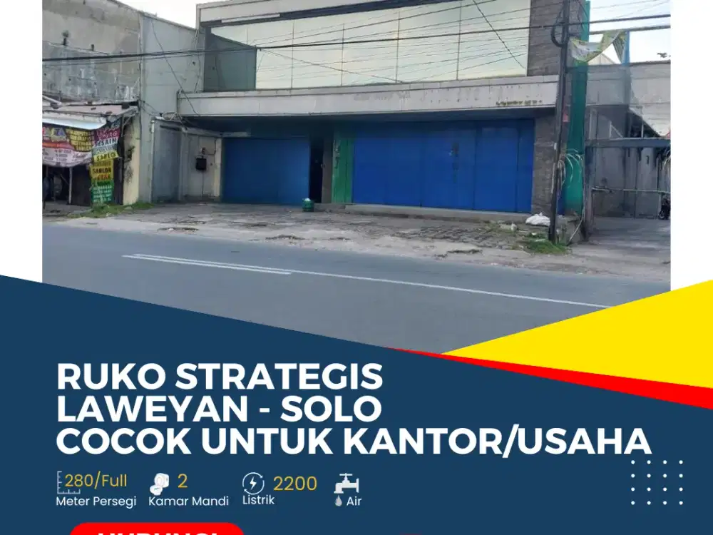 Ruko Strategis Laweyan Cocok Untuk Usaha/Kantor