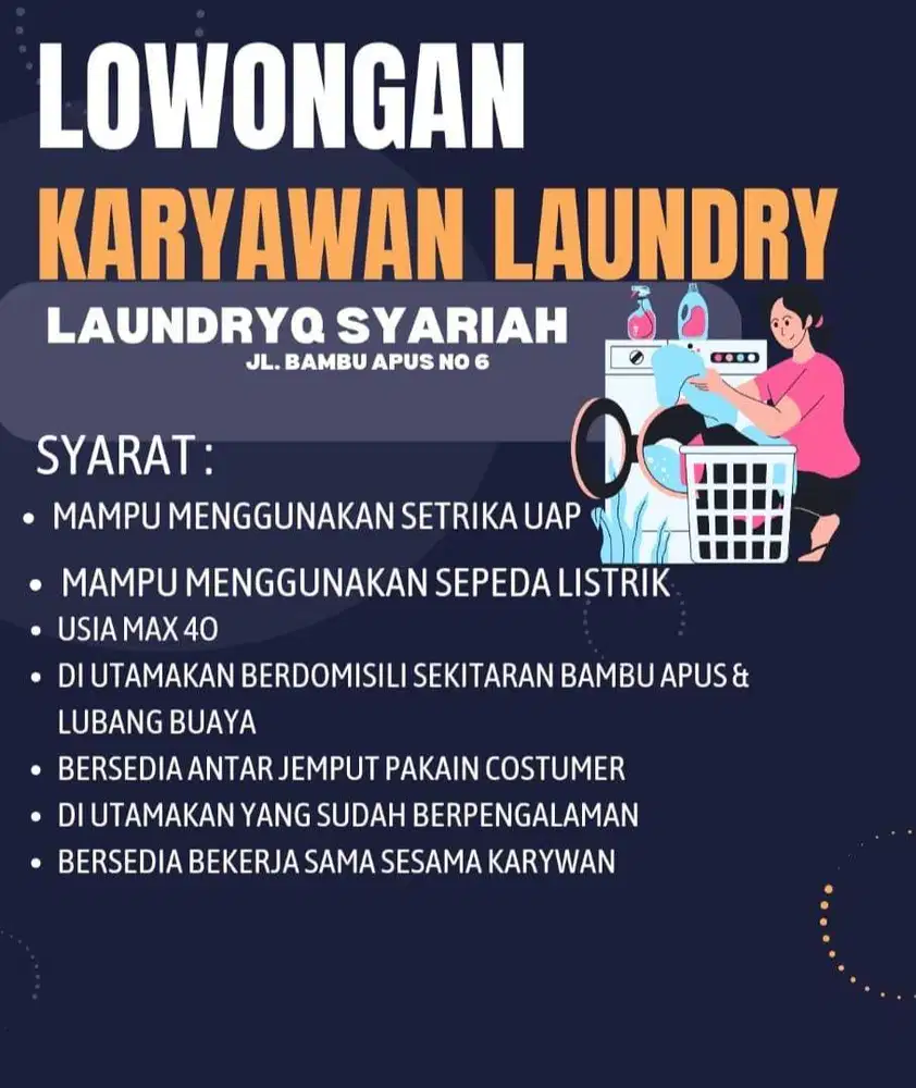 LOWONGAN UNTUK KARYAWAN LAUNDRY