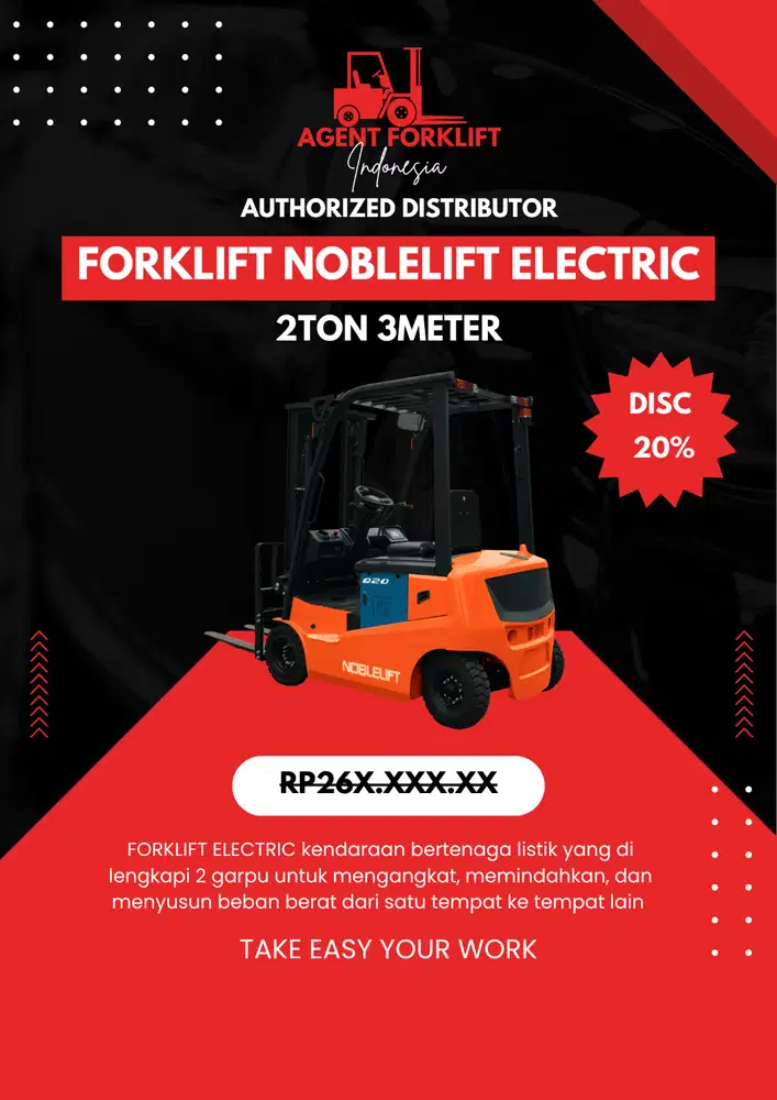 FORKLIFT ELECTRIK 2TON 3METER BY NOBLELIFT
