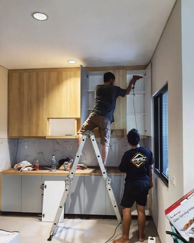 Custom Interior Kitchen Set, Backdrop TV, Lemari, Wardrobe, Kitchenset