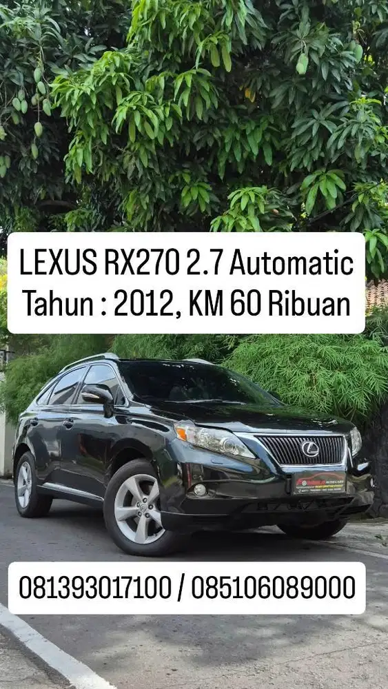 plat AD, LEXUS RX270 2.7 Automatic
Th : 2012, KM 60 Ribuan