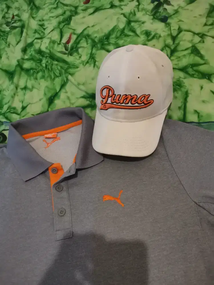 Topi PUMA Golf/ Putih bersalur/ One Size Fits All (ORIGINAL)