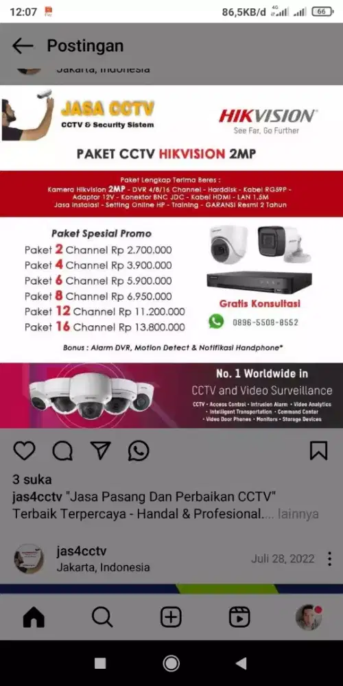 Jasa pemasangan dan maintenance cctv