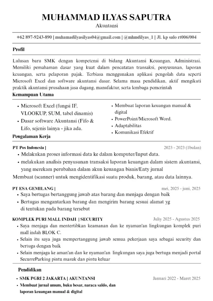 SAYA SEDANG MENCARI KERJA DAN SAYA SIAP UNTUK KERJA
