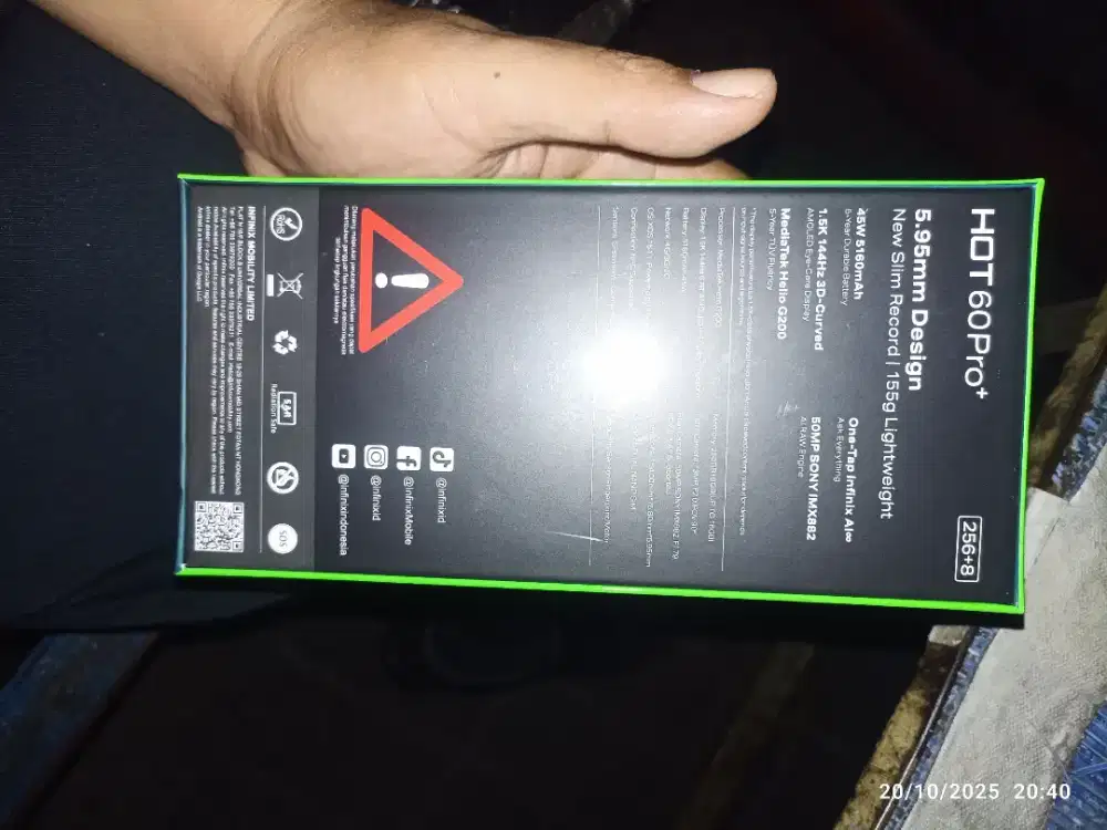 Infinix Hot 60 Pro Plus 8/256 GB Hitam Kondisi Baru & Segel Pabrik