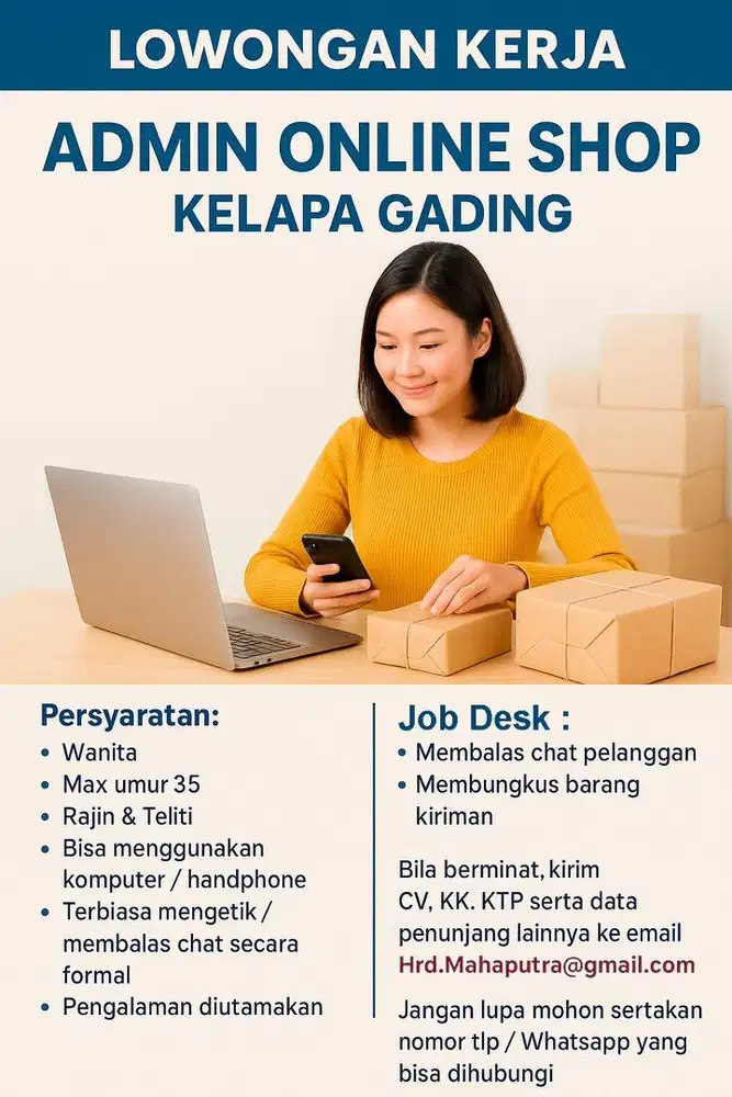 Lowongan Admin Online shop