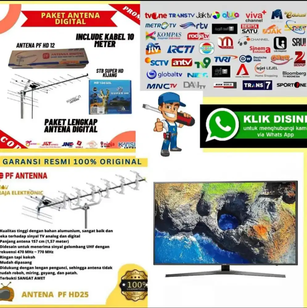 Instalasi Tukang Ahli Pasang Sinyal Antena TV Digital