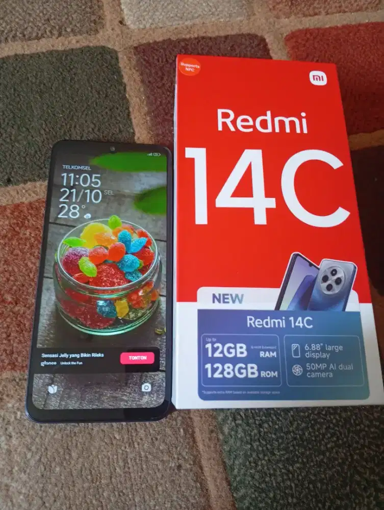 Dijual REDMI 14 C 6/128. FULLSET, MULUS